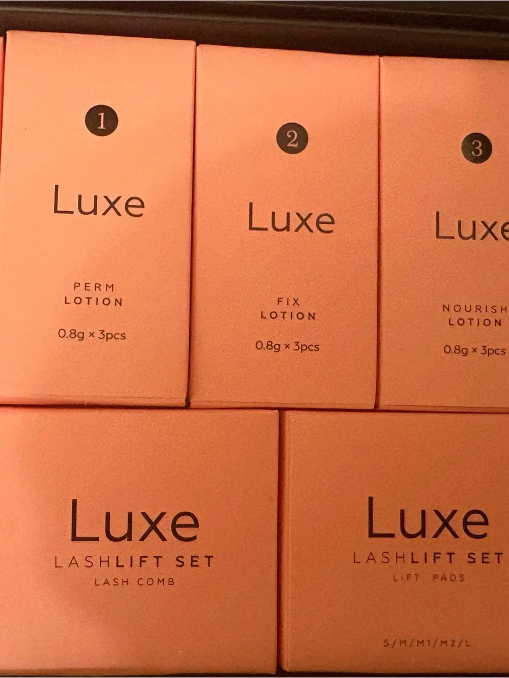 Luxe Lashlift Set Peach Pink Boxes